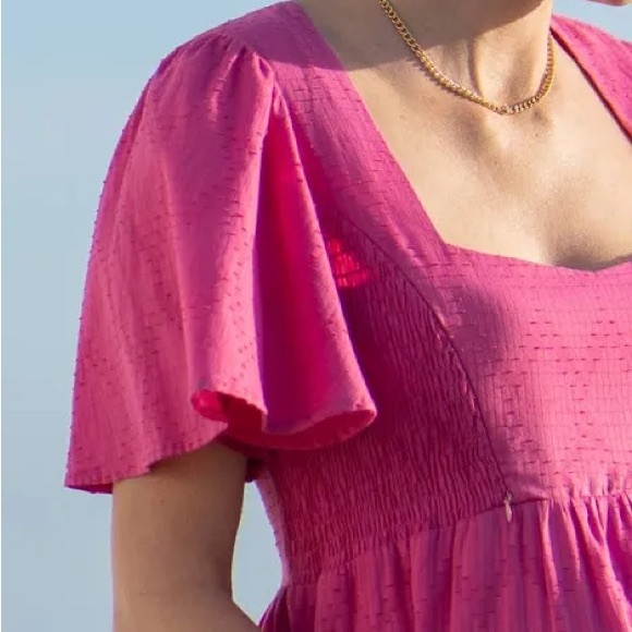 Seraphine Maternity Cotton Broderie Maternity and Nursing Dress pink size 12 - Picture 2 of 9